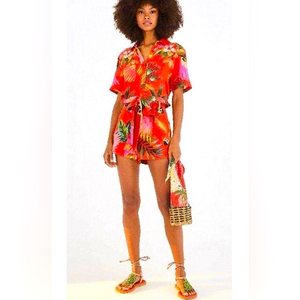 FARM RIO Red Macaws Romper